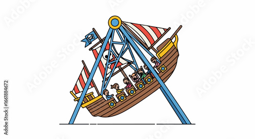 Colorful Rotating Pirate Ship Ride for Amusement Park.