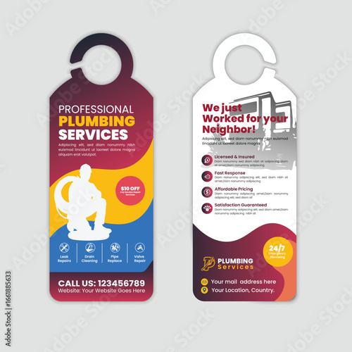 Plumbing and handyman Services Door Hanger Design Template for Advertisement