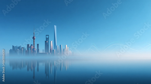 background of modern shanghai city skyline