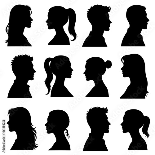 people silhouette set in white background