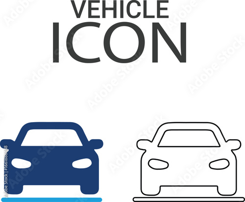 Vehicle icons, Line art icons design. Containing car, bike, plane, train, bicycle, motorbike, bus, and scooter icons. Solid icon collection.