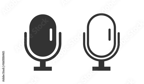 Two microphone icons one black and one white on a light background