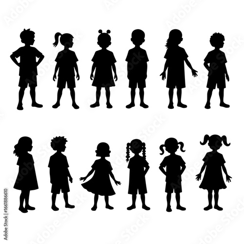 Vector illustration set of boys dance silhouette, flat black color boy dancer in dancing silhouette on a white background.