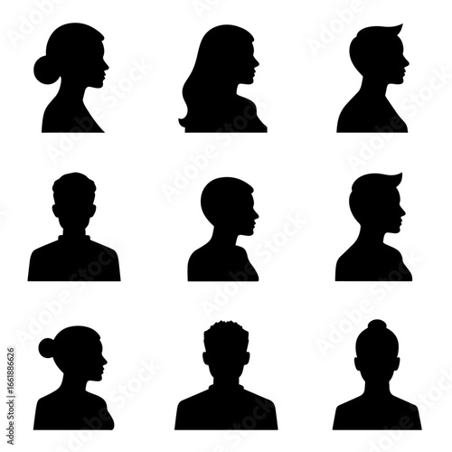 silhouette set women's face
