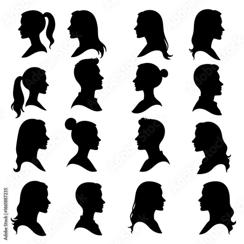 Women silhouette set in white background