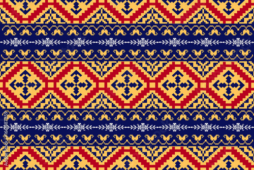 Traditional 
Cross-Stitch Embroidery - Detailed Vector
Illustration for Textile Print Design