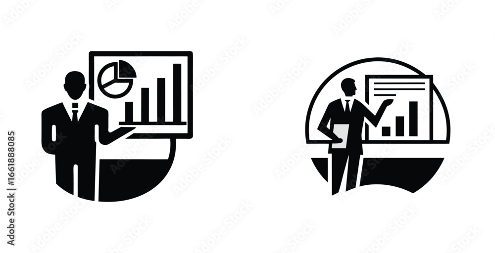 Fototapeta premium Professional businessman in formal suit presentation logotype vector logo design
