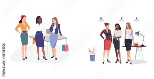 Pencil skirts paired with elegant blouses Vector logotype design illustration