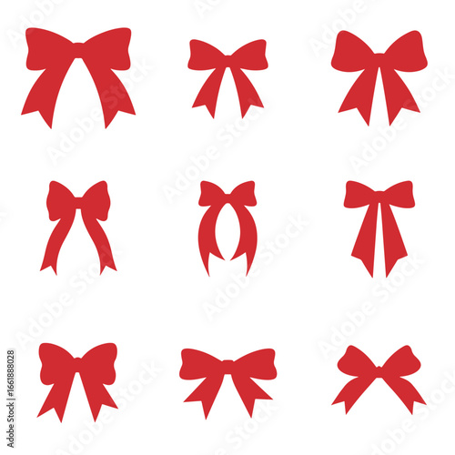 Set of ribbon bows silhouette vector on white background