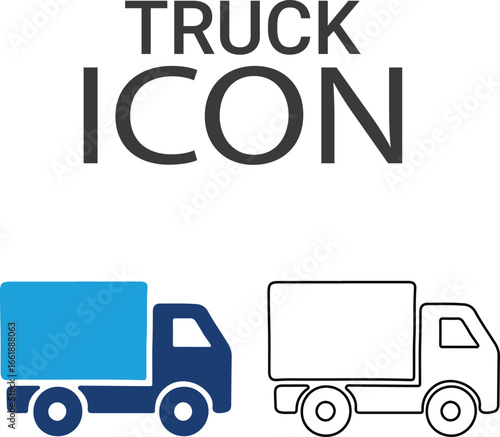 Truck icons Line art icons design. Containing car, bike, plane, train, bicycle, motorbike, bus, and scooter icons. Solid icon collection.