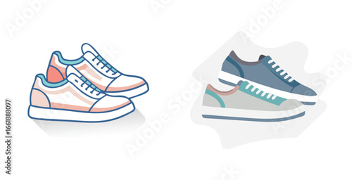 Stylish casual sneakers with modern vector art design illustration