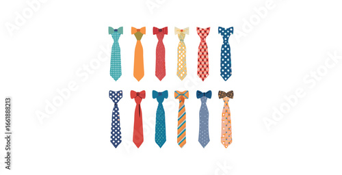 Various Collection of mens ties  Vector logotype design illustration