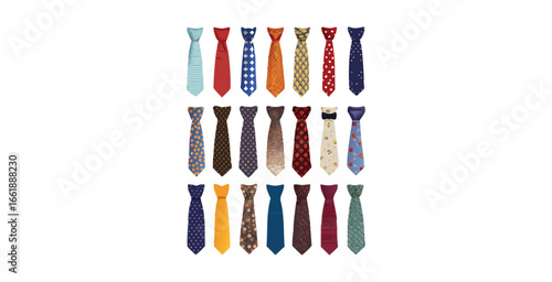Various Collection of mens ties  Vector logotype design illustration