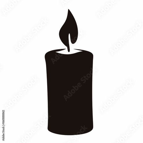 Elegant silhouette of a burning candle with a flickering flame design
