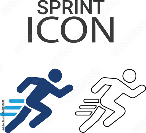 Sprint icons, Line art icons design. Containing car, bike, plane, train, bicycle, motorbike, bus, and scooter icons. Solid icon collection.