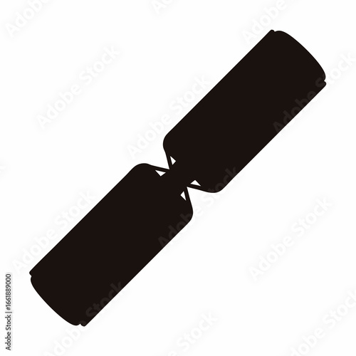 Black silhouette of a vintage Christmas cracker ready to be pulled apart