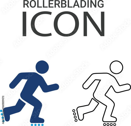 Rollerblading icons, Line art icons desgin. Containing car, bike, plane, train, bicycle, motorbike, bus, and scooter icons. Solid icon collection.