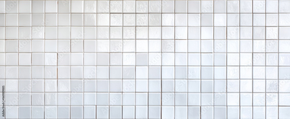 Fototapeta premium The elegant design of white ceramic tiles forming a modern wall pattern.