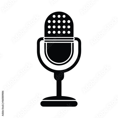 classic microphone on a stand with head vector silhouette