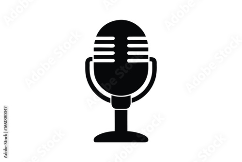classic vintage style microphone with oval shape vector silhouette
