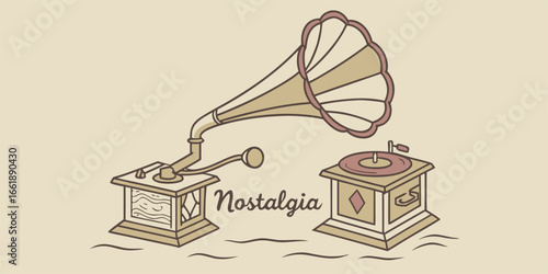 Vintage phonograph design evokes feelings of nostalgia and remembrance