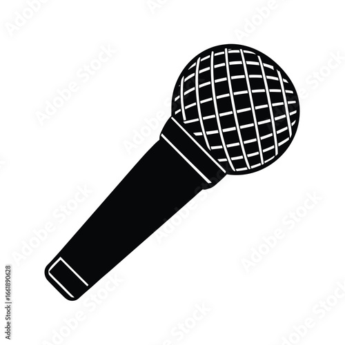 handheld microphone with angled grille vector silhouette