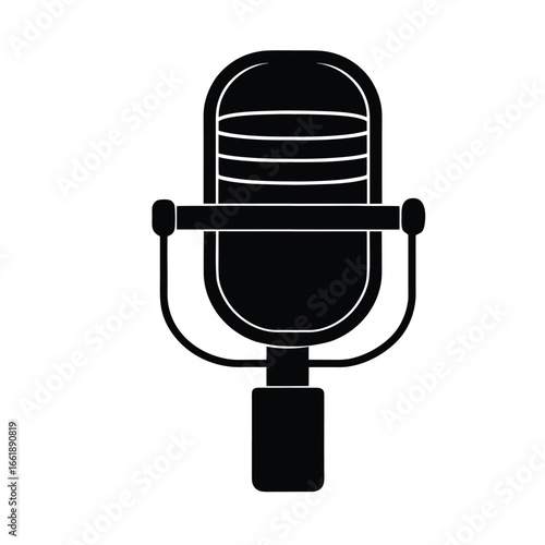 large diaphragm studio microphone vector silhouette