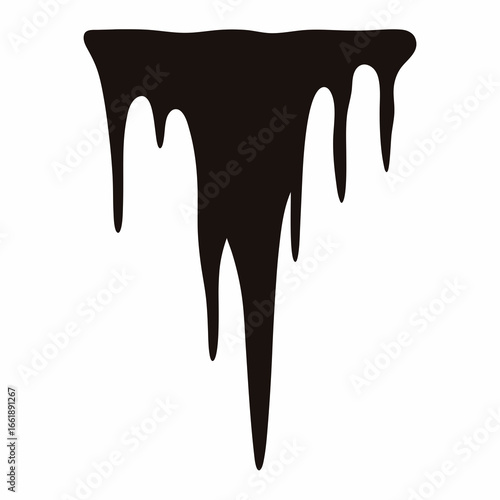 Black slime dripping down, isolated on a white background illustration