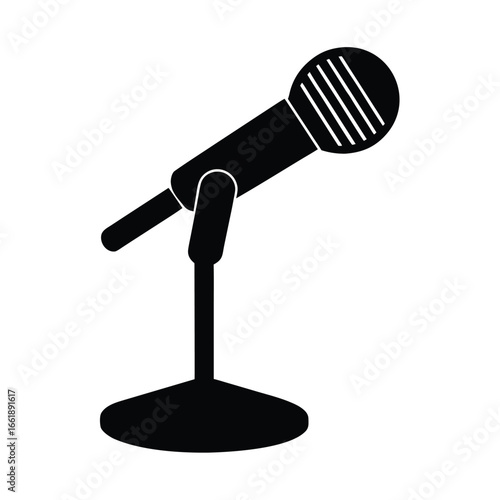 microphone tilted on mounted stand vector silhouette