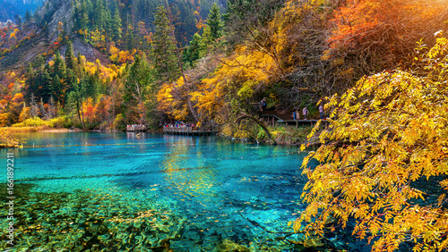 Jiuzhaigou national park in autumn, China.