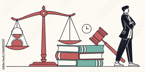Legal professional with scales of justice and law books representing fairness