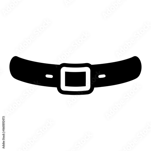 Black and white silhouette of a belt with a rectangular buckle