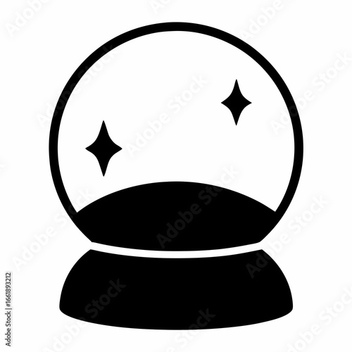 Simple graphic of a crystal ball with stars, representing the future