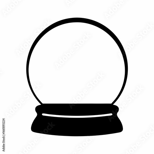 Simple Black Silhouette of a Snow Globe with a Plain White Interior