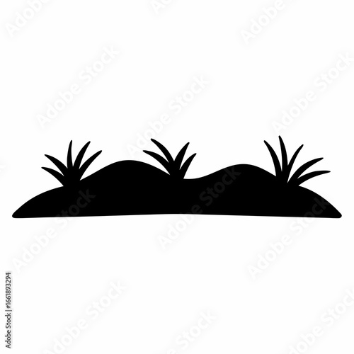 Silhouette of grass on hills, graphic representation of a landscape element