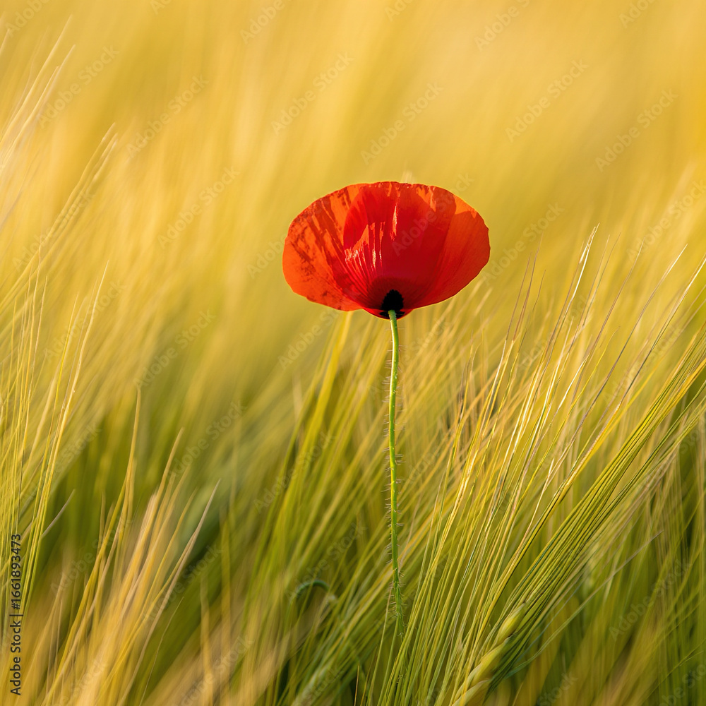 Naklejka premium red poppy in a field