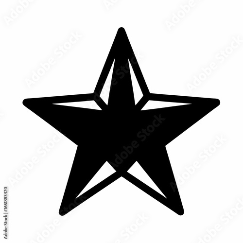 A black star with internal structure standing on a white background