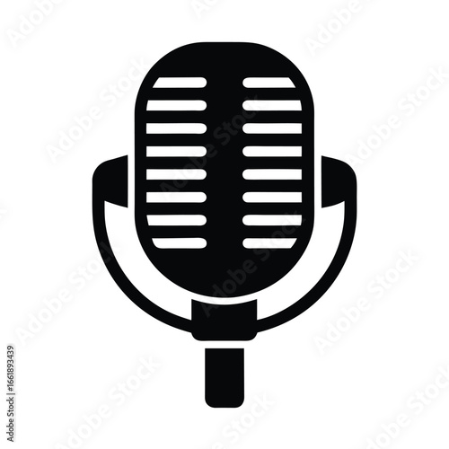 podcast microphone with wide cylindrical grille style vector silhouette