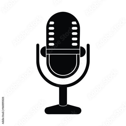 podcast microphone with side brackets vector silhouette