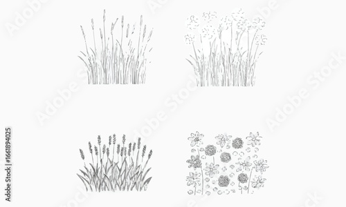 Tree & Shrub Silhouettes Vector Tree Lineup, Bush Clusters, Landscape Icons