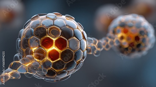 Fototapeta Naklejka Na Ścianę i Meble -  glowing honeycomb sphere chain abstract