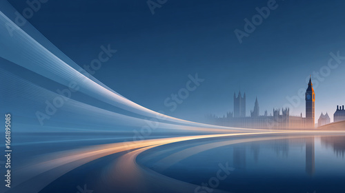 background of london skyline and tech lines
