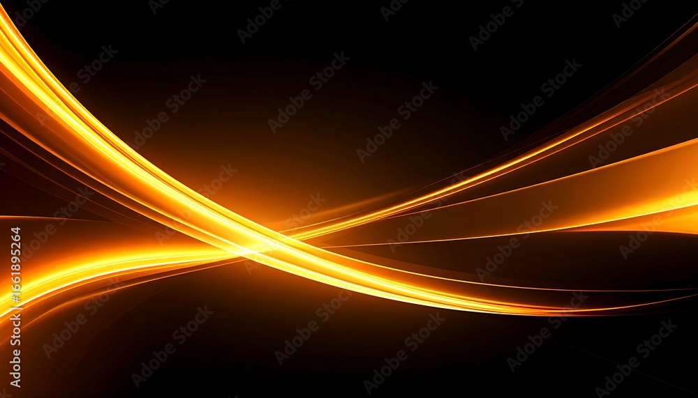 Fototapeta premium Abstract Golden Light Trails Crossing on a Dark Background