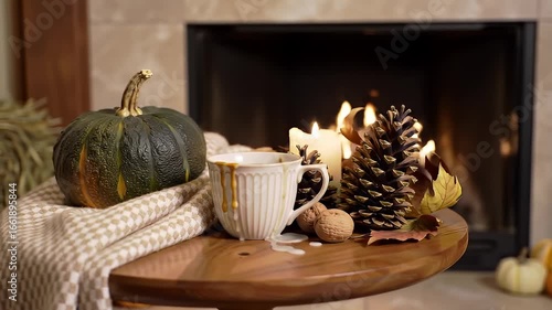 Cozy Autumn Evening by the Fireplace warm