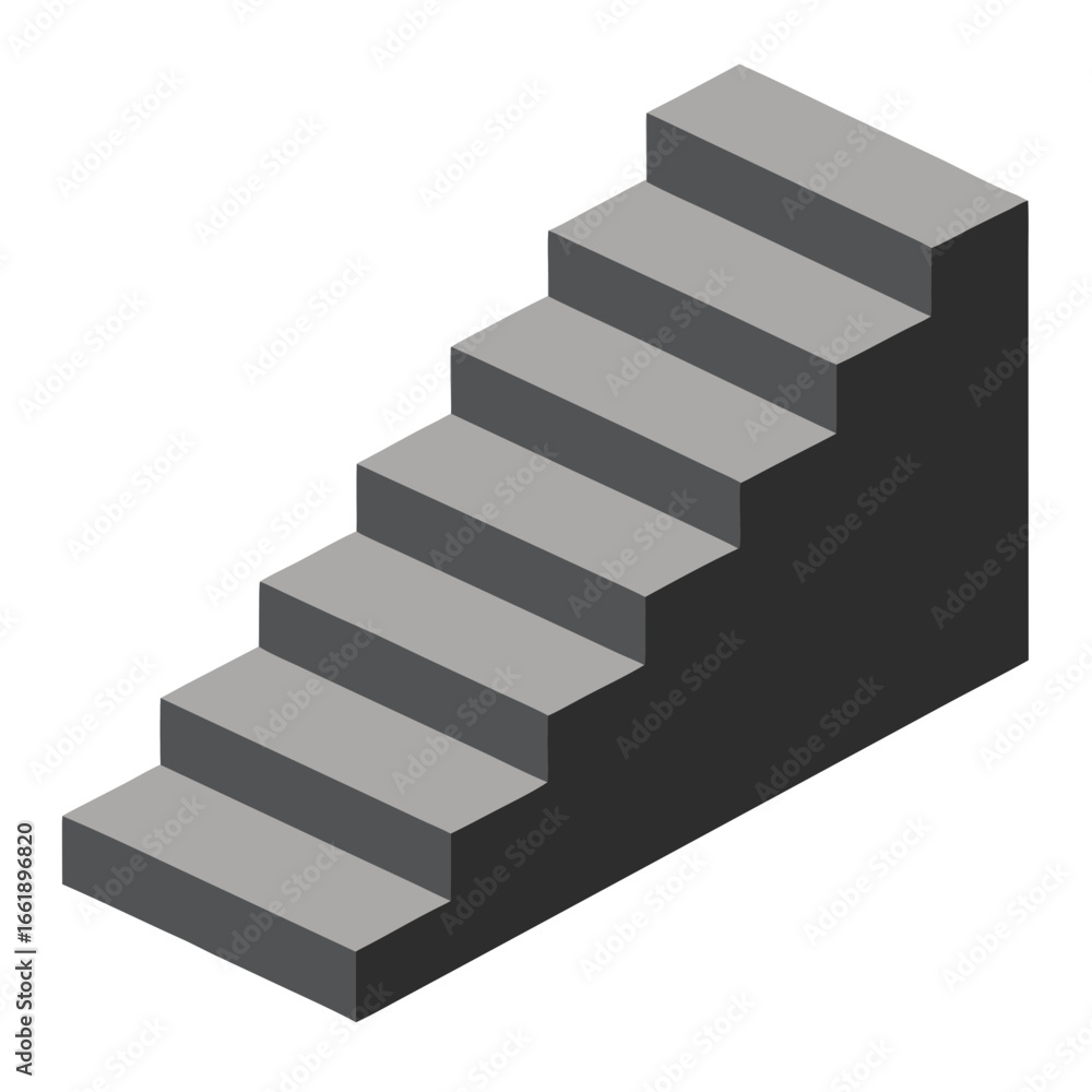 Fototapeta premium Simple isometric gray staircase on white background