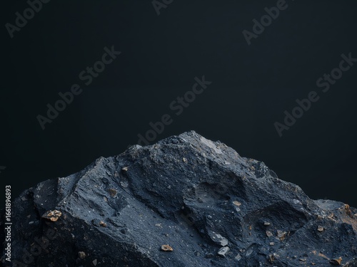 Dark Mountain Peak Against a Black Sky, Moody Natural Abstract, Rock Texture.