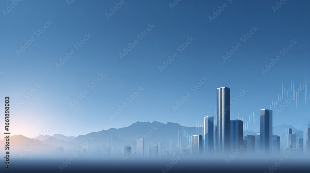 Fototapeta premium background of modern city skyline and stock index