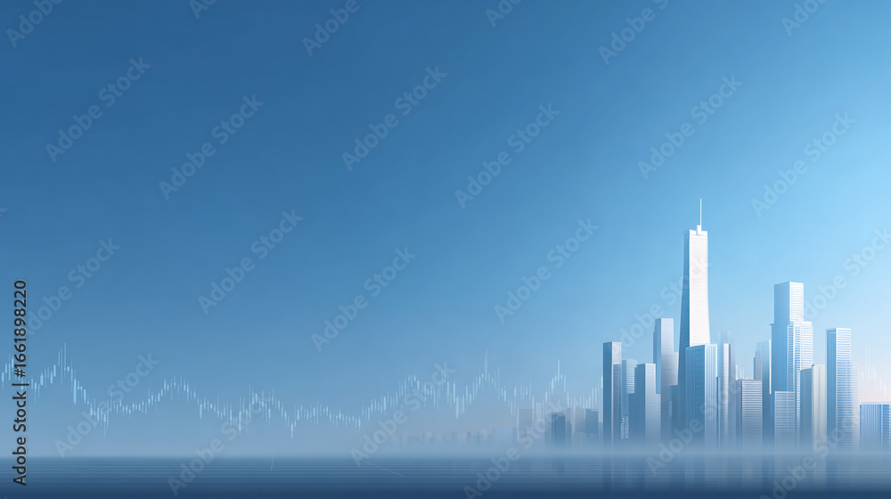 Fototapeta premium background of modern city skyline and stock index