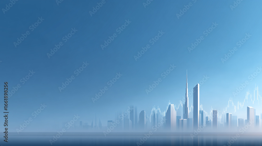 Fototapeta premium background of modern city skyline and stock index