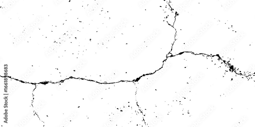 Obraz premium Crack and scratched grunge dust wall urban background texture vector. crack cement wall texture. black textured grainy cracked ground lines isolated on white. distressed overlay grainy texture.